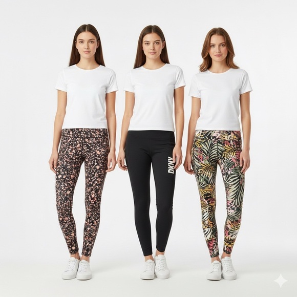 Dkny Pants - NWT SET OF 3 NWT DKNY Women's Black and Floral Leggings size Small